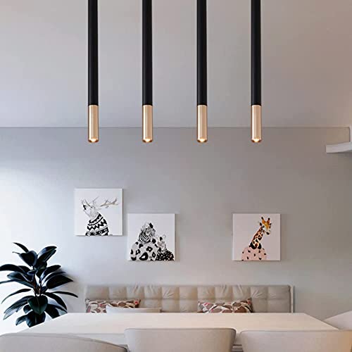 Lámpara colgante tubo largo LED de 3W y aluminio negro para techos de cocina modernos 7