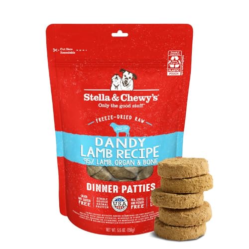 Stella & Chewy's Freeze-Dried Raw Dinner Patties - Dandy Lamb Recipe - High Protein Grain-Free Puppy...