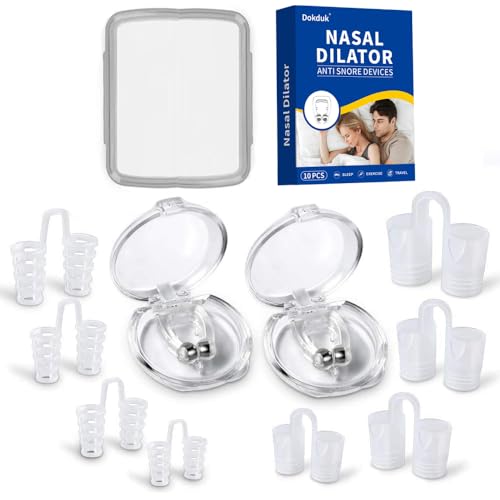 10 PCS Anti ronquidos, Dilatador Nasal Anti Ronquidos Clips Nasales Magnéticos, Dilatadores Nasales Silicona con Imán Mejora la Respiración para Ayudar a Dormir Mejor (transparent)