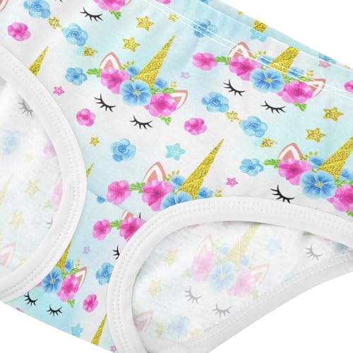 Cute Unicorn Flower Panties for Girl Toddler Underwear Floral Cotton Animal Underpants Briefs 2t4