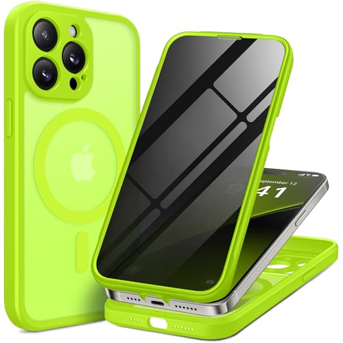 Coque antichoc iPhone 14 Pro Max compatible MagSafe 6.7 pouces verre confidentialité vert