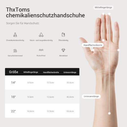 Miniatura 6 de Thxtoms Guantes De Goma Resistentes A Productos Químicos, Guantes De Látex Duraderos, Resistentes A Ácidos Fuertes, Lejías Y Aceite, Negro, 18