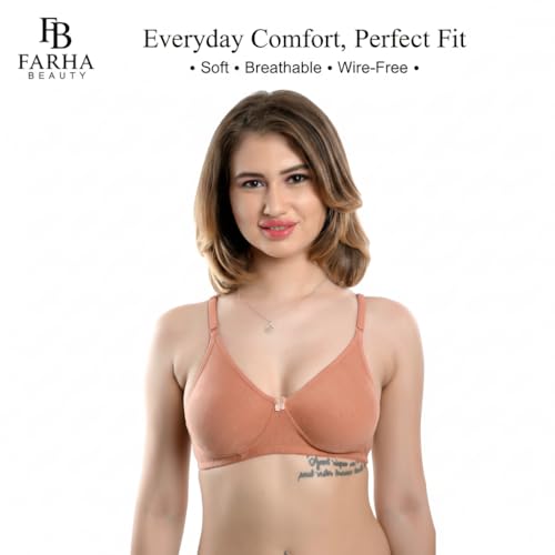 Image of Women's T-Shirt Bra Non-Padded Full Coverage Bra Pack of 3 Multicolor