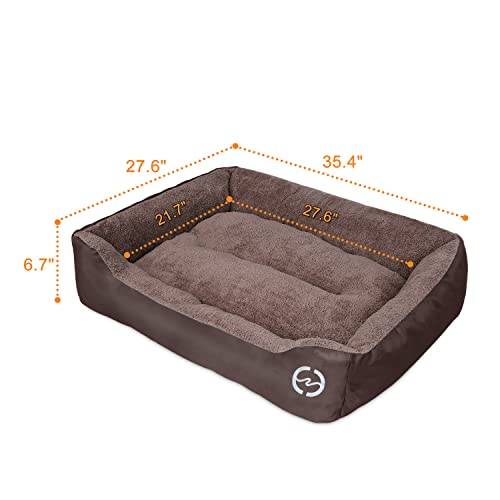 FRISTONE-Dog-Beds-Large-Washable-Pet-Basket-Orthopedic-Kennel-Bed-for-Large-Dogs-Deluxe-Fleece-Cushion-Blanket-XXL-Brown-354x276in