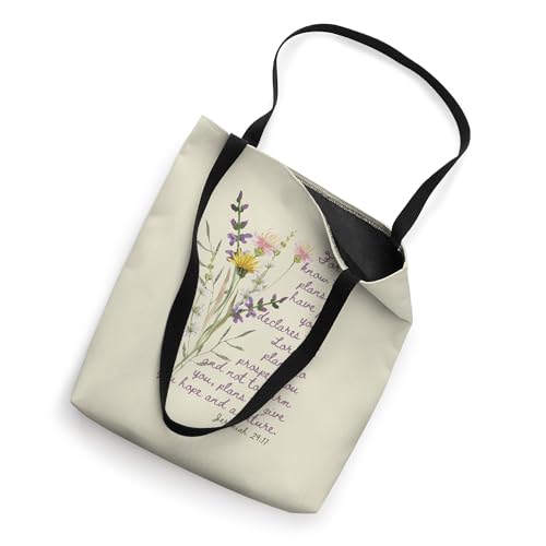 Bolso tote floral con versículo bíblico 'Porque yo sé los planes que tengo para ustedes' (Jeremías 29) miniatura 2