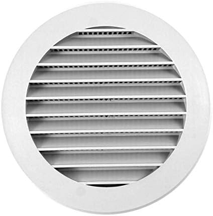 Calimaero WSK 125 mm 5 Inch White Round Fixed Louvre Air Vent Grille Insect Screen Plastic