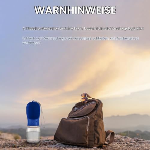 WePet Tragbare Hunde-Wasserflasche, 350 ml, Auslaufsicherer Trinknapf für Hunde – Praktisch für Spaziergänge, Wandern & Reisen – Aus lebensmittelechtem Kunststoff
