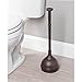 mDesign Plastic Toilet Plunger with Lift & Lock Cover Set, Compact Discreet Freestanding Storage Caddy Holder for Bathroom, Powder Room, Modern Design - Heavy Duty - Hyde Collection, 2 Pack, Bronze