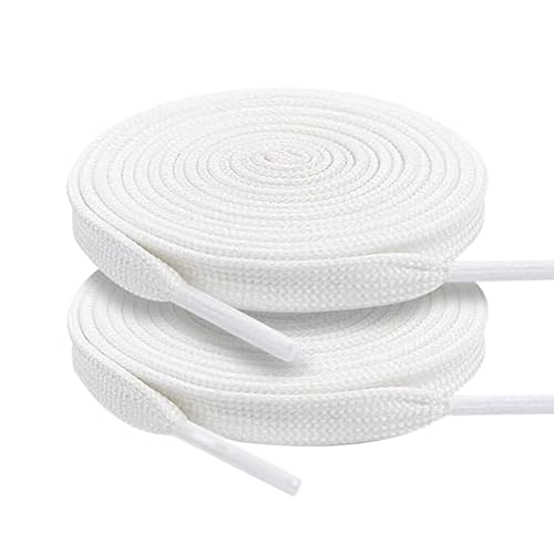 YOLCAR White Flat Shoe Laces, Sturdy Polyester with Anti-Break Tips, Suitable for Sneaker, Hat Strings, Pants Strings, and Bags, 120cm/47inch