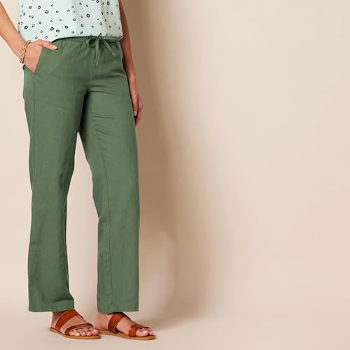 Image of Amazon Essentials Women's Linen Blend Drawstring Relaxed Fit Wide Leg Pants (Available in Plus Size)