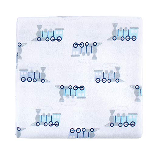 Image of Luvable Friends Unisex Baby Cotton Flannel Receiving Blankets, Train 7-Pack, One Size (Pack of 12)