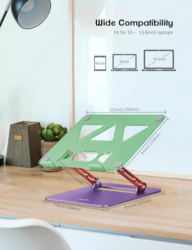 Image of Aoviho Laptop Stand for Desk-Adjustable Laptop Stand Holder -Foldable Notebook Computer Stands for MacBook Air Pro HP Lenovo Dell Samsung Chromebook, 10-15.6 inch, Mixed Color