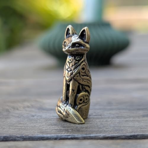 Handmade Brass Fox Miniature Sculpture, Spirit Animal Figurine, 1.3 Inch Height, Decorative Totem Ornament, Made in USA