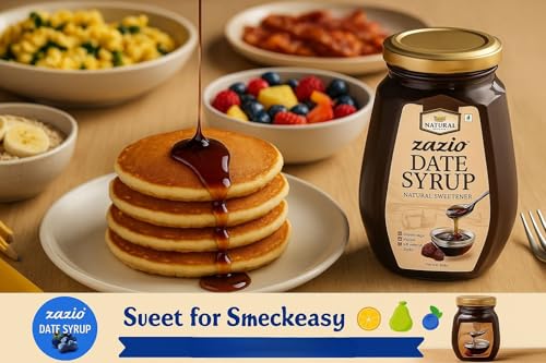 Image of Zazio Date Syrup 500GX2 | Natural Sweetener for Desserts, Pancakes & Baking | No Added Sugar | Healthy & Delicious,Made in UAE (Pack Of 2)