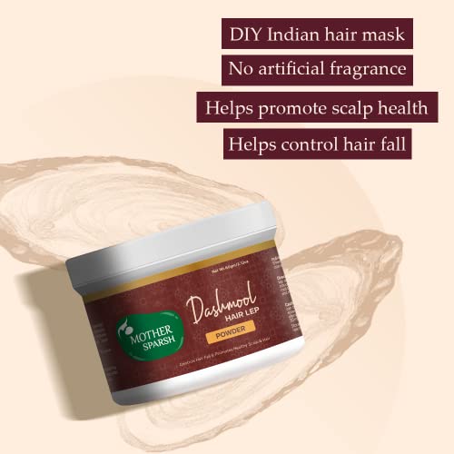 Image of Mother Sparsh Dashmool Hair Lep Powder - Pre Shampoo Hair Mask | Made with Dashmool & Curry Leaves | Helps Control Hair Fall and Strengthen Roots - 100% Ayurvedic Hair Mask, 100g