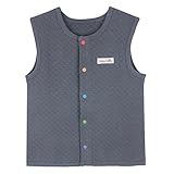 organicboom 100% Certified Organic Cotton Baby Quilted Jacquard Sleeveless Jacket Soft Vest (Smile(Gray), 100(18-24M))