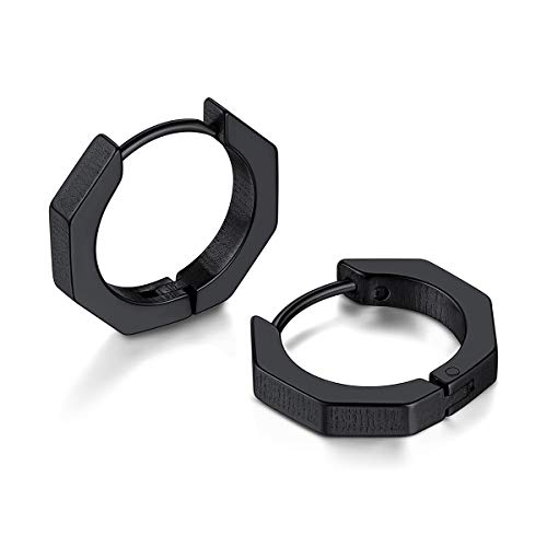 𝗗𝗘𝗦𝗜𝗚𝗡: Orecchini uomo linee geometriche semplici (cerchi; triangoli; ottagoni) che esaltano la mascolinità; dettagli come metallo invecchiato; nero opaco e borchie; adatti allo stile trendy; rock punk o hip hop