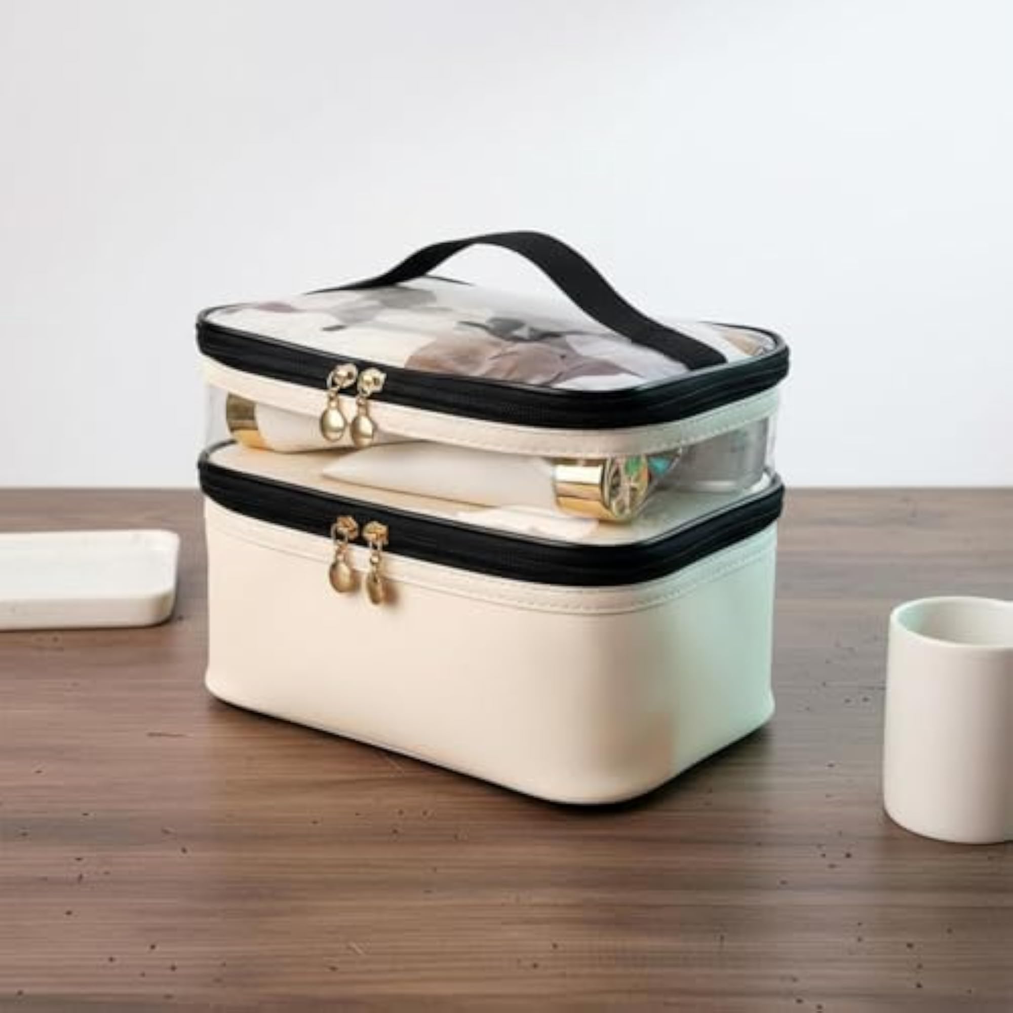Women's Waterproof Double Layer Makeup Bag, Large Capacity