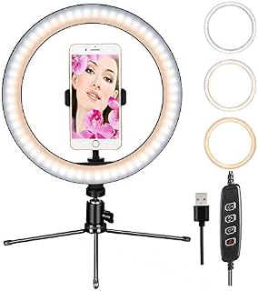 10”Ring Light CUMIZON LED Dimmable Desktop Lamp Selfie Ring Light with Tripod St