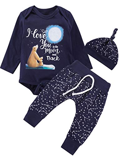 Image of Baby Boy Space Theme Outfit Newborn Boy I Love You To The Moon And Back Baby Shower Infant Space Clothes Romper Pants Set
