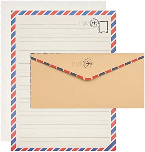 Belle Vous Writing Stationery Paper with Envelopes (96 pcs) - 48 Premium Letter Size Sheets, 48 Envelopes - Vintage Travel-Style Paper Set for Invitations, Letter Writing, Thank You Letters, and More