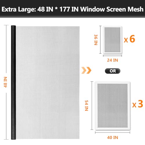 image for Secopad Window Screens Replacement Repair Kit, 48in x 177in Screen Doo
