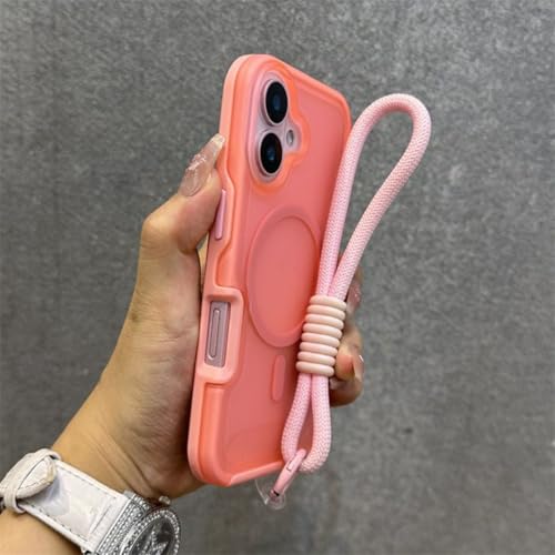 Étui iPhone 15 Pro coque rigide magnétique bicolore avec dragonne