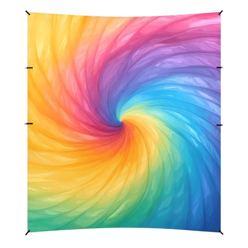 Darkorchid Tie Dye Background Rainbow Colors Tie-dye Pattern Beach Cabana Tent UPF50 Waterproof Large Portable Sun Shelter Includes Sand Shovel, Sandbags, Stability Poles for Camping,