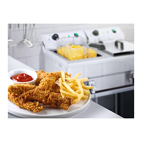 Doppelfritteuse Royal Catering aus Edelstahl mit 2 x 16 Litern