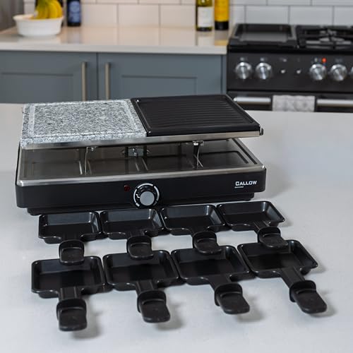 Hot Stone Raclette Electric Grill 3 In 1 Indoor Kitchen BBQ Grill 1400W Stone and Non Stick Steel with 8 Cheese Dishes Adjustable Temperature - Image 6