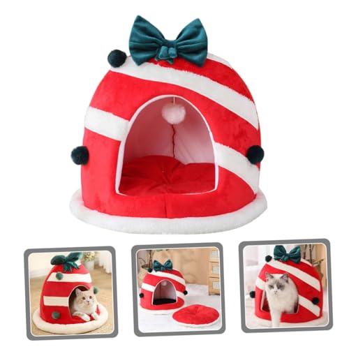 Lit de Noël pour chat avec cachette pour petits animaux