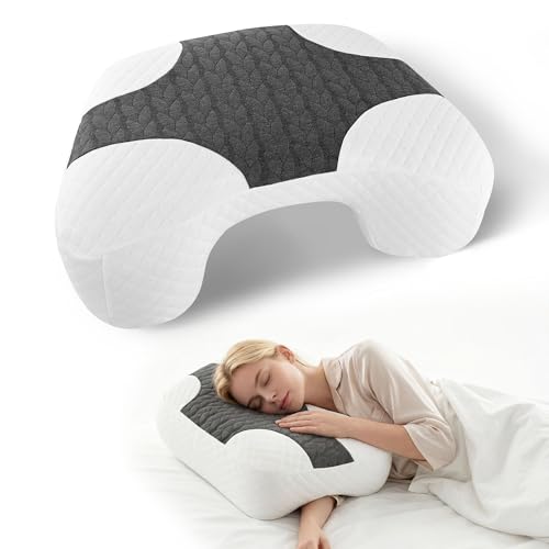 Side Sleeper Pillow for Shoulder Pain, for Adults with Ergonomic Arm Relief Zone, Premium Memory Foam, Breathable & Machine Washable, Alleviates Neck, Headache Pain, Sleep Pillows for Side Sleepers