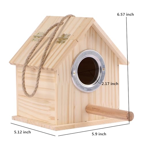 Image of Parakeet Nesting Box Parrot Wooden House Bird Breeding Nest Warm Mating Box | With Stand Perch, Parrotlets Aviary Cage Budgie Mating Box for Lovebirds, Cockatiel, Budgie, and Small Birds