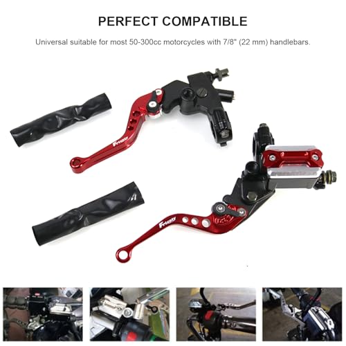Sporacingrts 1 Pair 7/8" Handlebar Motorcycle Brake Clutch Lever with Master Cylinder Reservoir Compatible with Yamaha Kawasaki Suzuki(Universal)