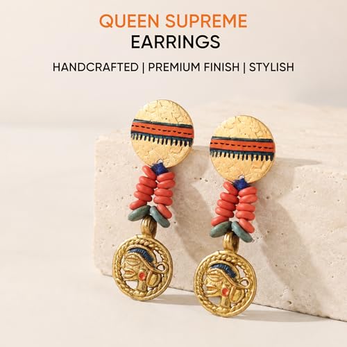 Image of Royal Queen & Empress Handcrafted Tribal Dhokra Earrings Collection for Women - Wooden, Fabric & Round Statement Ethnic Designs in Multiple Colours
