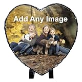 Personalised Heart Rock Slate Shaped Matte Photo Frame - With Add Your Own Image, gifts for Birthday, Anniversary, Artwork, Crafts, Desktop Decoration - with Stand. (20cm x 20cm)
