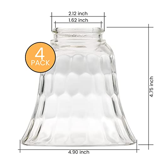 Image of Ceiling Fan Light Covers, Ceiling Fan Globes Replacement Glass, Light Fixture Replacement Glass, Dysmio Lighting Replacement Shade Height: 4.75 inch, Depth: 4.75 inch, Width: 4.9 inch Fitter Size 2.25 inch, 4 Pack
