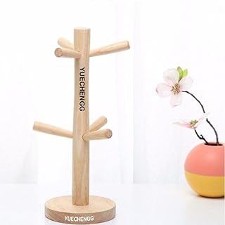  6 Cup Rubber Wood Mug Tree Stand Mug Holders Kitchen Countertop Mug Rack, Coffee Mugs & Tea Cup Storage Rack