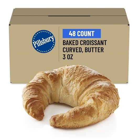 Frozen Baked Croissant Bulk Curved Butter 48/3 OZ by Pillsbury – 3 OZ, golden brown