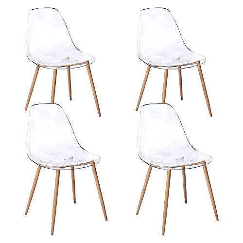 CangLong Acrylic Ghost Crystal Seat,Modern Plastic Shell Accent Side Chairs for Kitchen, Dining,...