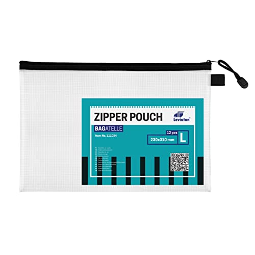 Set de 12 pochettes document A4 Leviatan zippées et transparentes pour dossier