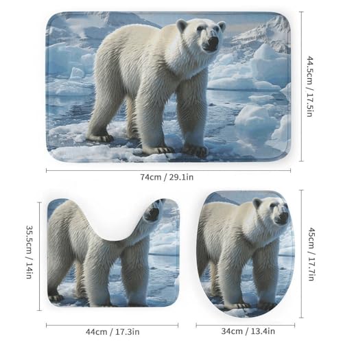 Rideau de douche imperméable Polar Bear Ice avec tapis de bain antidérapant - 3