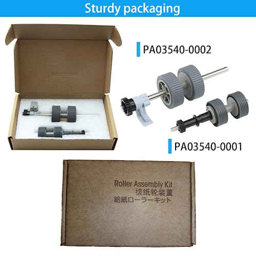 Image of 2023 Upgraded PA03540-0001 PA03540-0002 Brake Roller Pick Roller with Shaft Scanner Part,Compatible with Fujitsu Fi-6130 Fi-6130Z Fi-6140 Fi-6140Z Fi-6230 Fi-6230Z Fi-6240 Fi-6240Z Fi-6125 Fi-6225