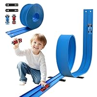 Autorennbahn Rennbahn 4.5M für Hot Wheels, Flexible Rennstrecke Auto Autorennbahn Rennbahn Spielzeug ab 3 4 5 6 Jahre,Rollt Auf Tragbare Dual Rennstrecke Bahn für 1/64th Autos