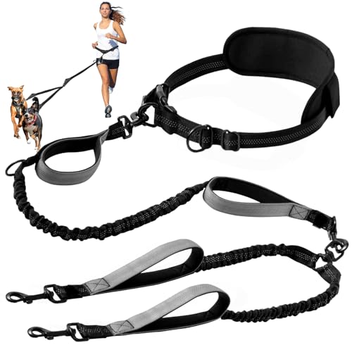 Guinzaglio Mani Libere, Guinzaglio Da Jogging Per Cani Di Taglia Media E Grande, Guinzaglio Doppio Per Cani, Doppio Cordino Per Addestramento, Camminata taglia fino a 50 kg