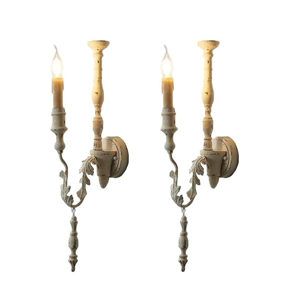OZBMA Distressed Wall Lamp Vintage Candle Holde Light Farmhouse Wood Sconce Fixture for Bedroom Hallways Living Room Restaurant