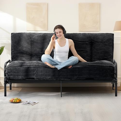 NLDD 10 Futon Mattress Full Size Ultra Thick Futons Sofa Couch Bed Sleeper Sofa Bed Versatile Floor Futons Japanese Floor Mattress for Adults Black (Frame Not Included)