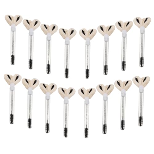 MOTHNUR 20個使い捨てクリスタルアイラッシュブラシ うさ耳チューブ付きまげエクステ用スプーリーアイブロウコーム メイクアップツール