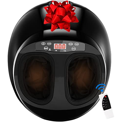 Foot Massager Machine, LALAHOO Shiatsu Foot Massager for Plantar Fasciitis Relief and Foot Rest, with Air Compression, Rolling and Kneading, Bright Black
