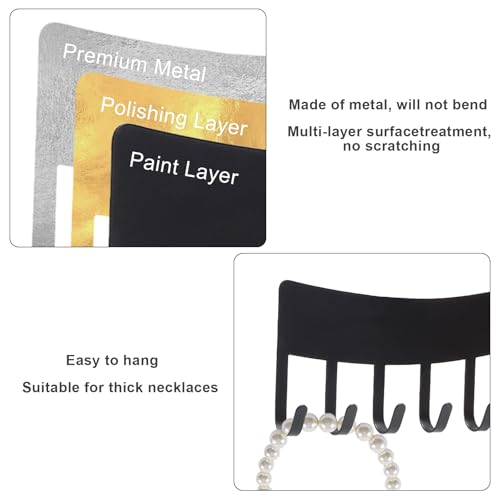 VOSSOT 2PCS Soporte Para Collares Pared Organizador Joyas De Pared Con Tornillos Organizador Colgante Para Collares, Pulseras Pendientes Estante Joyero Metálico Negro Para Dormitorio Baño - imagen 3